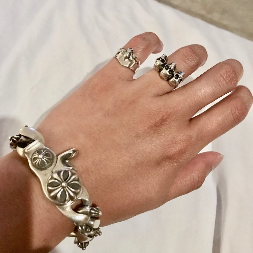 925 Sterling Silver 3 skulls Ring